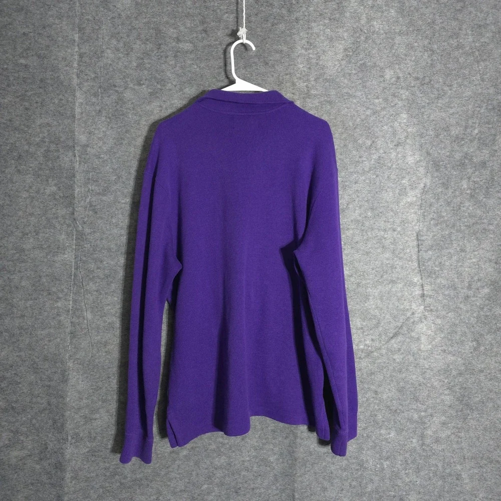 Polo Ralph Lauren Quarter Zip Mens XL Purple Green Pony Mock Neck Cotton Sweater